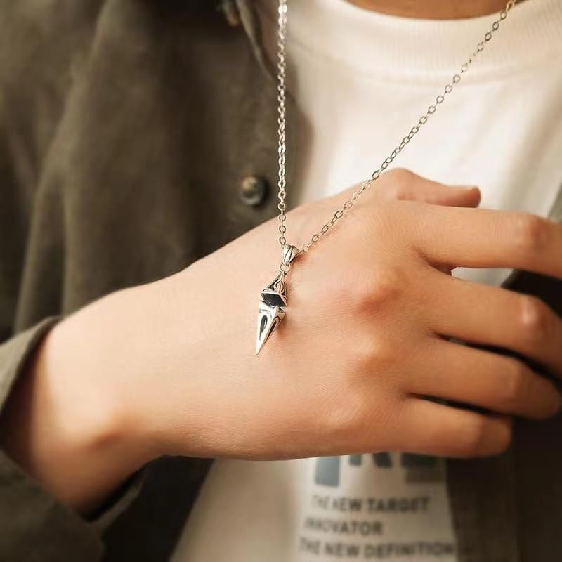 Unique Viking Necklace for Men 925 Sterling Silver Amulet Pendant Necklace Spiritual Protection Goth Jewelry Blue Zircon Triangular Prism Gemstone Totem Crystal Stone Healing Pendant Necklace - Image 5