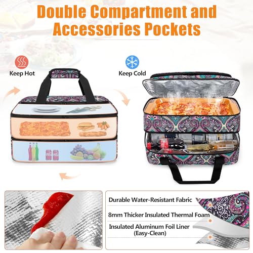 Trunab Casserole Carrier for Hot or Cold Food Insulated Casserole Dish Carrier Thermal Tote Bag for Picnic, Fits 9"×13" Baking Dish, Grey (Totem, Double Decker+Tool Room) by Trunab - Image 2