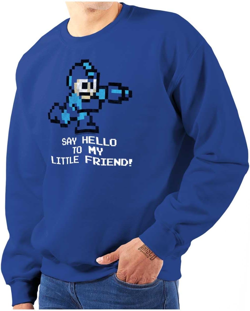 Brisco Brands Mega Man Video Game 8bit Gaming Nerd Sweatshirt for Men or Women