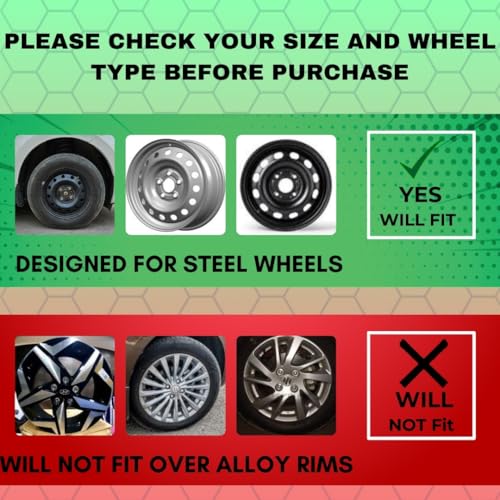 Image of PRIGAN Wheel Cover for Universal Black Silver Wheel Cover 16 inch for All 16 Inch Cars (Set of 4 Pcs) (Press Fitting) Model Name- Drive Black Silver 16