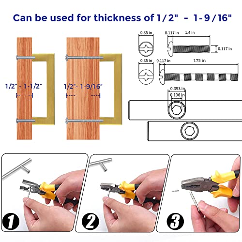 Image of Ravinte Gold Cabinet Handles Drawer Pulls, 3-3 /4 Inch, 5 Pack | Square Bar Grip, Smooth Drawer Pull Feel, Kitchen Cabinet Update, For Cupboards, Drawers, Dressers, Hardware Projects