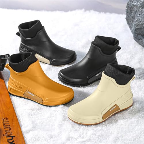 LOIJMK Gummistiefel Herren Gefüttert Regenstiefel Regenschuhe Halbhoch Arbeitsstiefel Wasserdicht Garten Stiefel Winter Stiefeletten Rain Boots Gartenschuhe Schlupfstiefel Sicherheitsstiefel