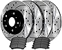 AutoShack BRAKEPKG728 Front and Rear Drilled and Slotted Brake Kit Rotors Black and Ceramic Pads Set of 4 Replacement for 2006-2008 2009 2010 2011 Cadillac DTS 2006-2011 Buick Lucerne 4.6L V8 FWD