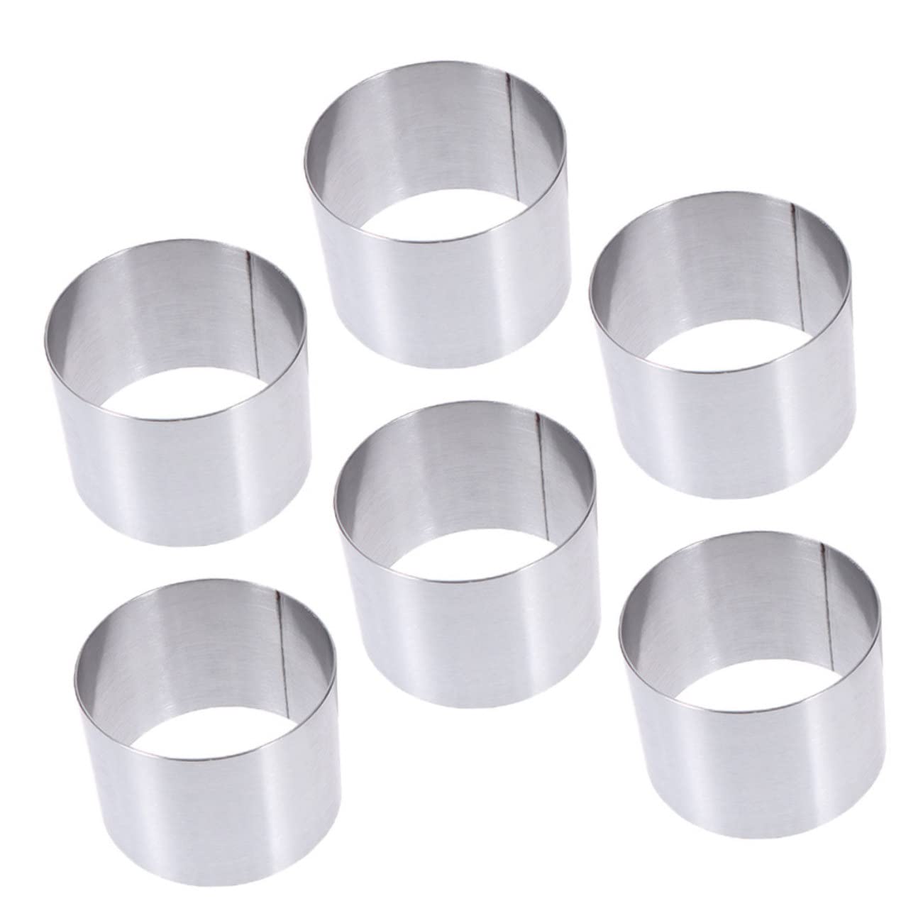 DECHOUS Round Art Baking Pan Set of 6 Stainless Steel Cake Molds Tart Rings Cookie Molds Mousse Ring Safe Reusable