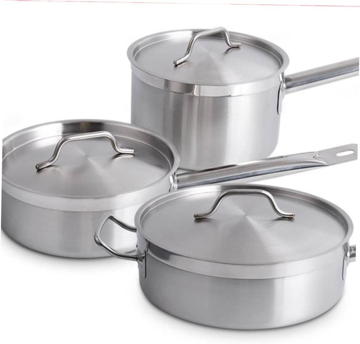 ABOOFAN Stainless Steel Soup Pot with Cover Cooking Pan for Gas and Induction Cooker for Soup Milk and Sauce Nonstick Kitchenware Easy to Handle