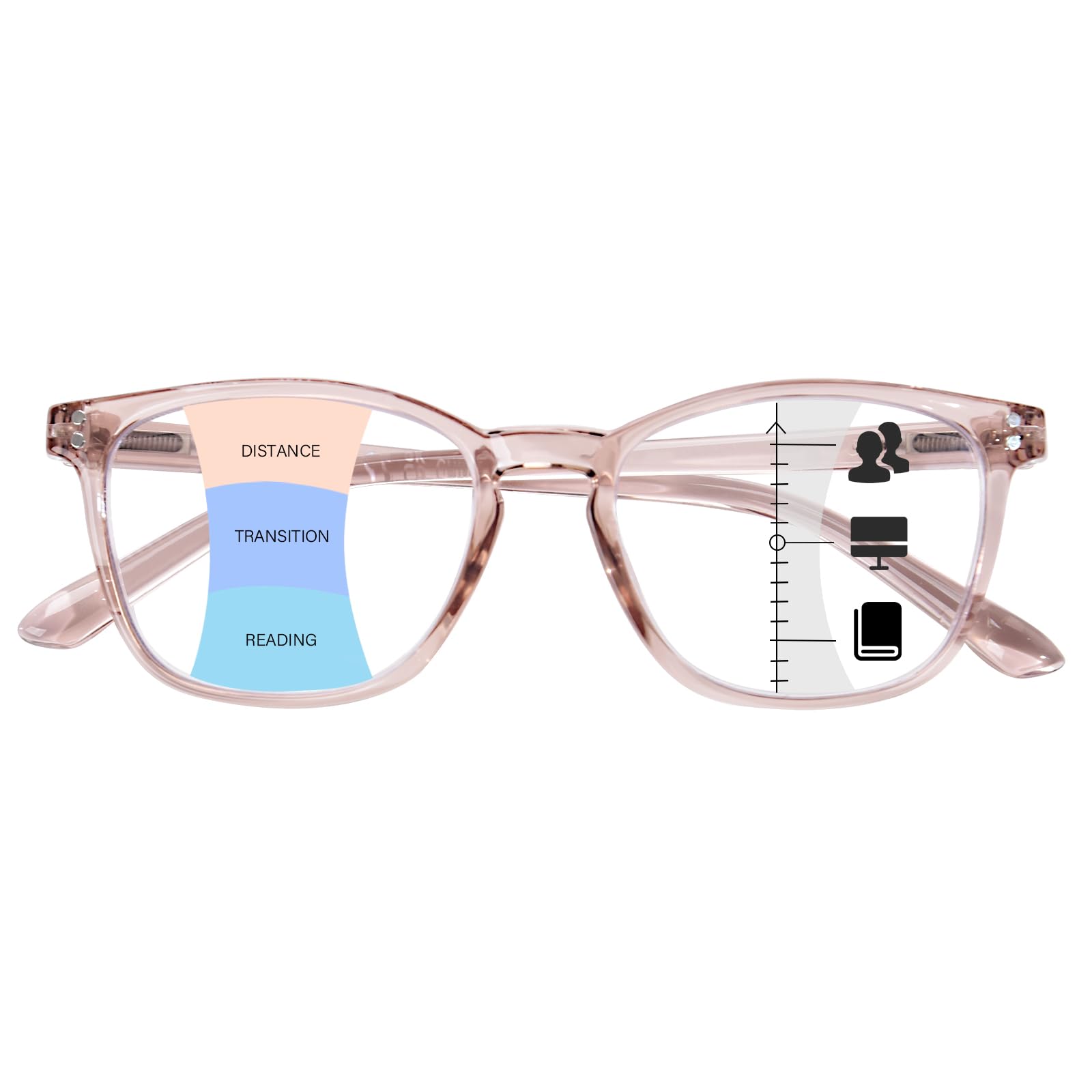 ZESAKER Progressive Multifocus Reading Glasses Women Men Blue Light Blocking Computer Readers Spring Hinges Eyeglasses(Light Brown, 2.5)