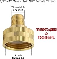 Vista 7 de Hooshing Adaptador giratorio de manguera de jardín de latón 3/4 "GHT a 1" NPT hembra a hembra conector de tuberías