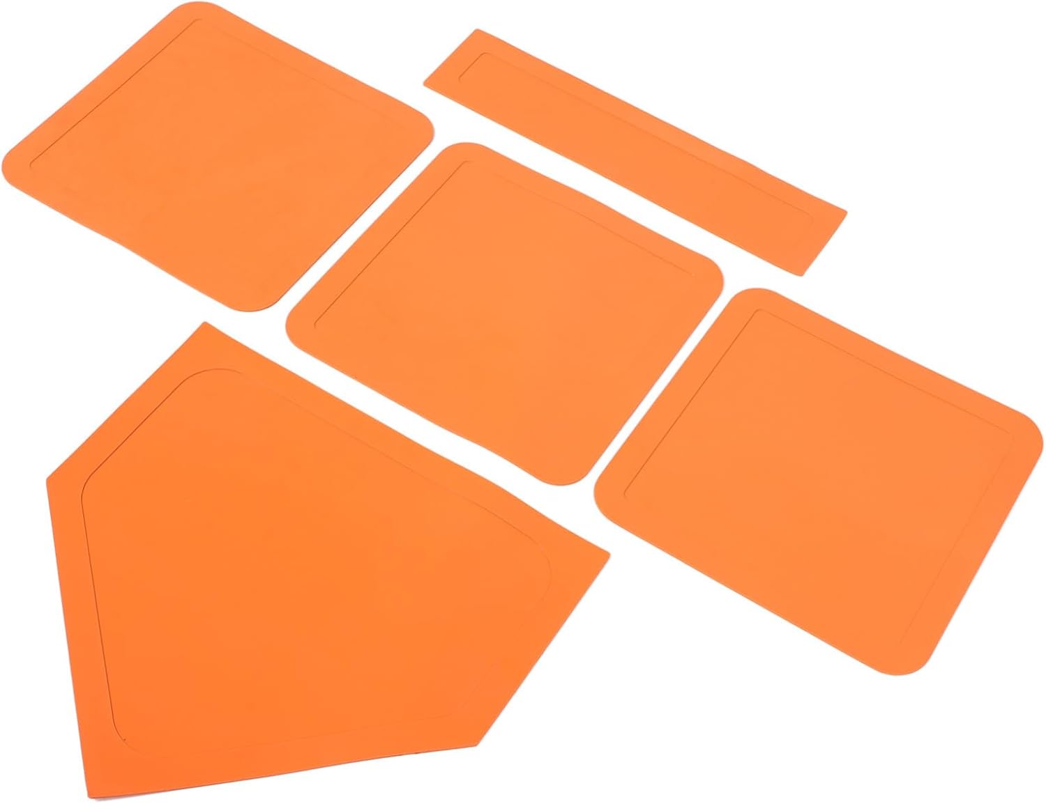 5pcs Thickened Rubber Baseball and Softball Bases Set for Use Pitching Mat Home Plate for Players and Teams