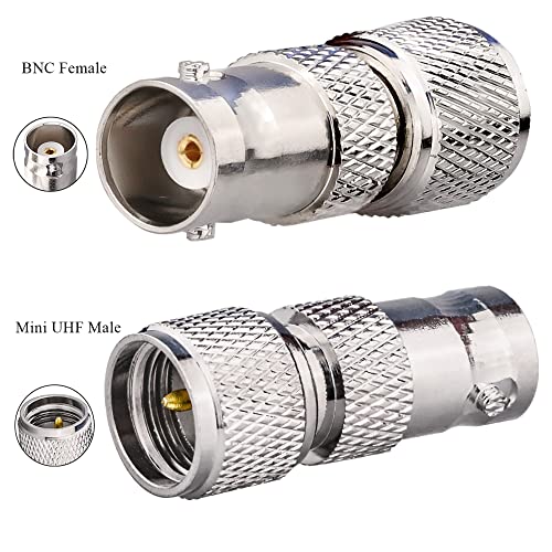 TUOLNK Pack 2 Conectores Mini UHF Macho a BNC Hembra coaxial miniatura 6