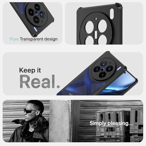 Image of Pikkme Crystal Clear Transparent Back Cover | Ultra Hyrbid | Full Camera Protection | Raised Edge | Bumper Case for Vivo X200 Pro 5G (Black)