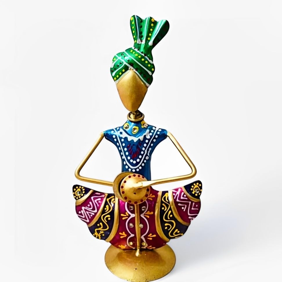 Image of Sitting Sardar Set of 3 Handcrafted Rajasthani Musician Figurines | Traditional Home Decor Showpiece for Living Room, Office Desk & Shelf | Decorative Items for Table | 33 cm