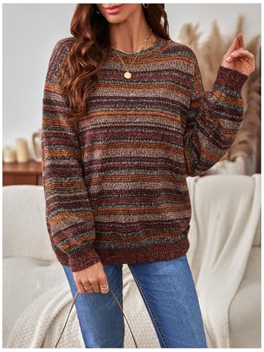 Image of MakeMeChic Women's Striped Sweaters Halloween Vintage Grandpa Sweaters