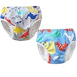 2 PC Fashion Baby Reusable Swim Diaper Leakproof Swimming Shorts Suitable for 0-3 Years Boys & Girls Shower Gifts & Swimming Lessons (Set C, XL/15-22lb/0-1 Years)