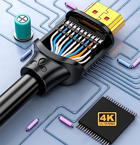 Elfcam® - 3m 4K Ultra HD HDMI2.0 High Speed Cable, Male to Male Supporting 3D Formats and with Ethernet and 4K/60FPS Support Black 3m - Image 3