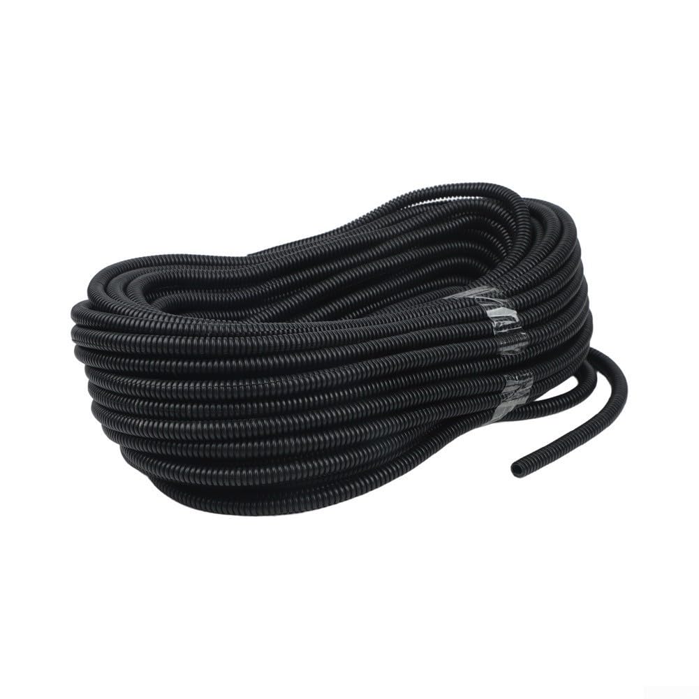 Vasiumic Split Wire Tubing 98FT, Flexible Polyethylene Cable Protector Sleeve with Ribbed Automotive Home Wiring, Black (1/4" & 3/8" ID)(1/4 inch)