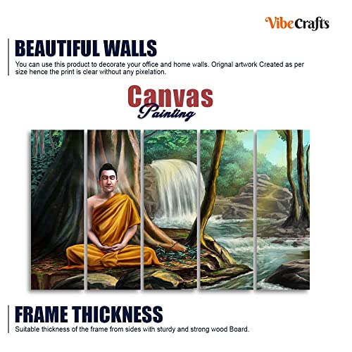 Image of VIBECRAFTS Wall Painting of Buddha with Nature Background Set of Five For Home|Office|Living Room|Gift (PTVC5Pcs4 8614)