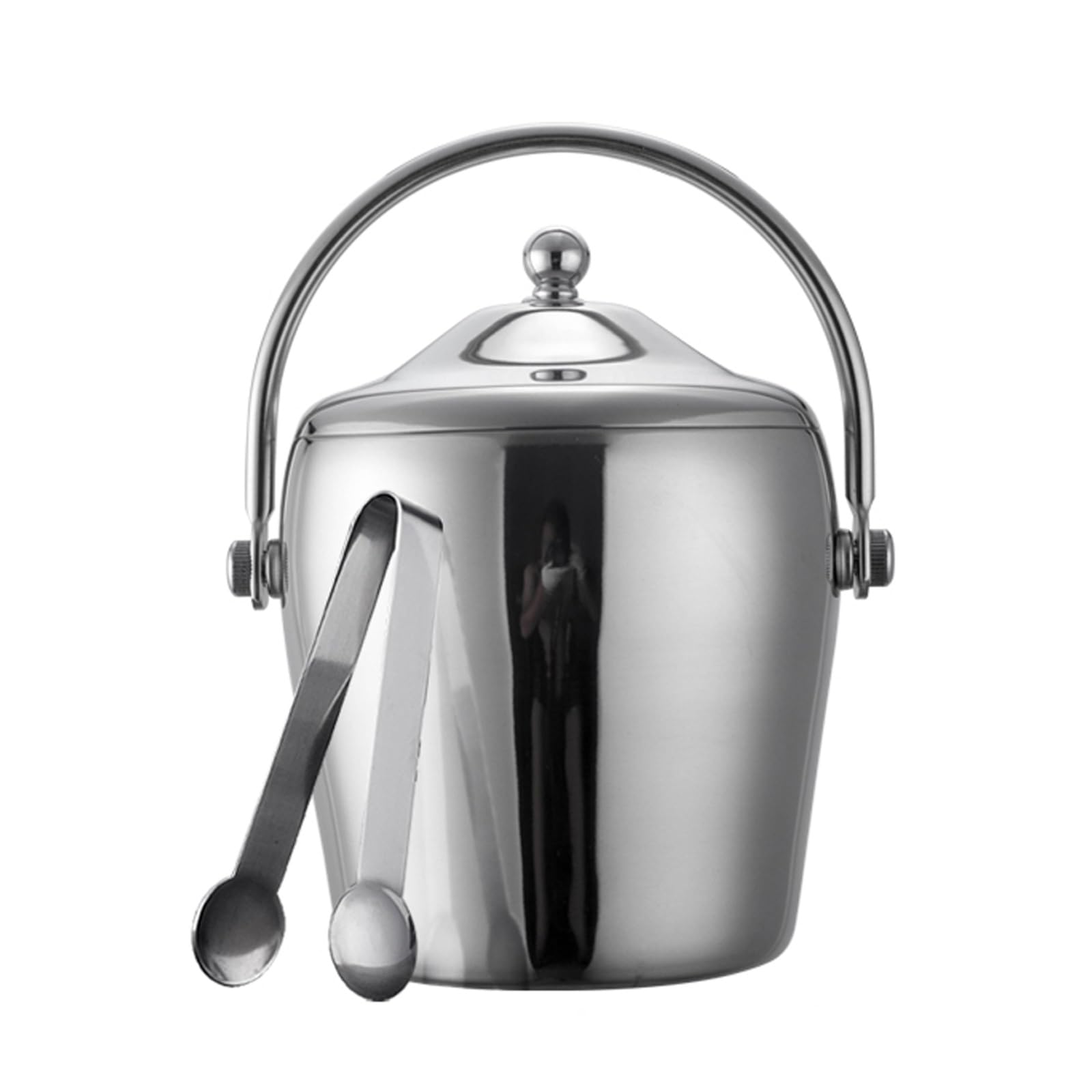 Secchiello per il ghiaccio in acciaio inox con coperchio e pinze, 1,2 l e 2 l, design a doppia parete, perfetto per casa, bar, birra, champagne, vino, refrigerazione e accessori per feste