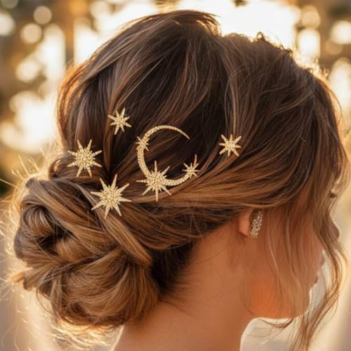 HEREAD Star Bride Wedding Hair Pins Silver Rhinestone Hair Clips Bridal Hair Accessories for Women and Girls