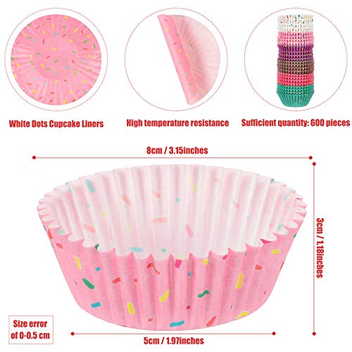 600 Pieces Christmas Candyland Party Cupcake Liners Colorful Paper Baking Cups Cupcake Wrappers Wraps Muffin Case Trays For Christmas Candyland Donut Party Decorations (Delicate Color) #TOP1