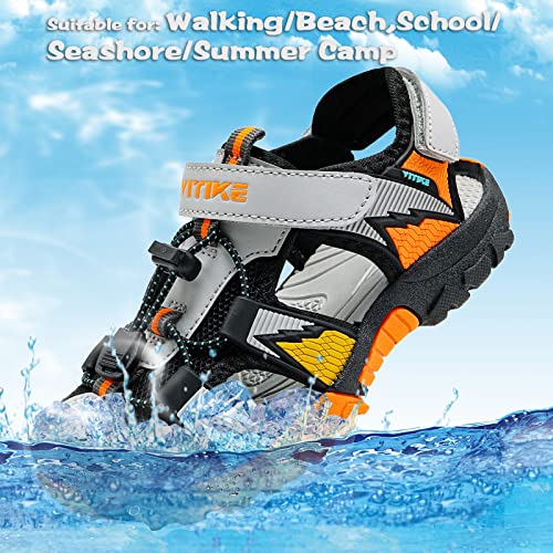 Image of JMFCHI Boys Girls Kids Closed Toe Sports Sandals Summer Water Shoes | Little /Big Kid,Comfortable lightweight,Non-slip soft sole,Hook-and-loop closure,Easy wear,Anti-collision toe,Daily casual