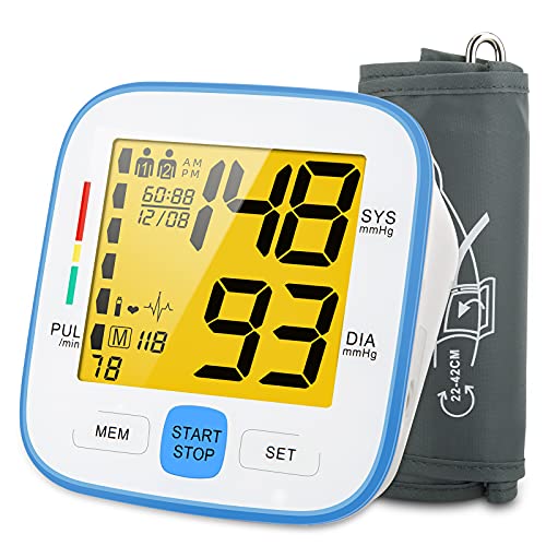 Topffy Blood Pressure Monitor,Digital BP Cuff Upper Arm Blood Pressure Monitor Backlit Display Large Cuff BP Machine Heart Monitor Automatic Blood Pressure Cuff for Home Use,2x90 Sets Memory Newest