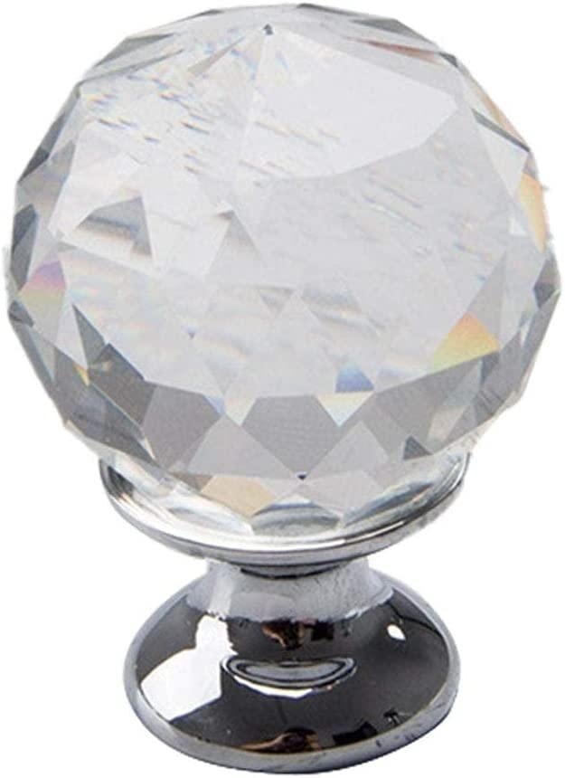 Poignées de porte en cristal transparent avec vis pour tiroir de commode