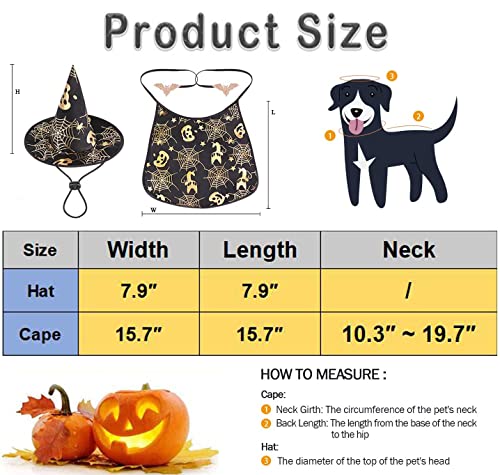 Halloween Dog Costume Wizard Cape With Hat Set 2 Pack Pet Witch Cloak Caps Funny Clothes Puppy Adjustable Apparel Outfit For Small Medium Dogs Cats Cool Cosplay Costumes Party Decoration #TOP1