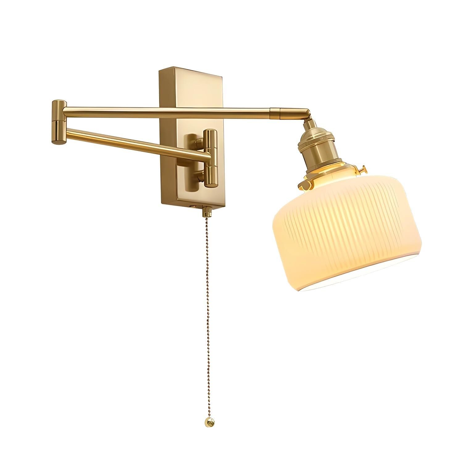 Applique da Parete Vintage in Ottone Anticato, Set di Due – Moderna Illuminazione da Parete con Braccio Girevole in Stile Fattoria con Catena di trazione, Applique da Parete per Interni e da bagn
