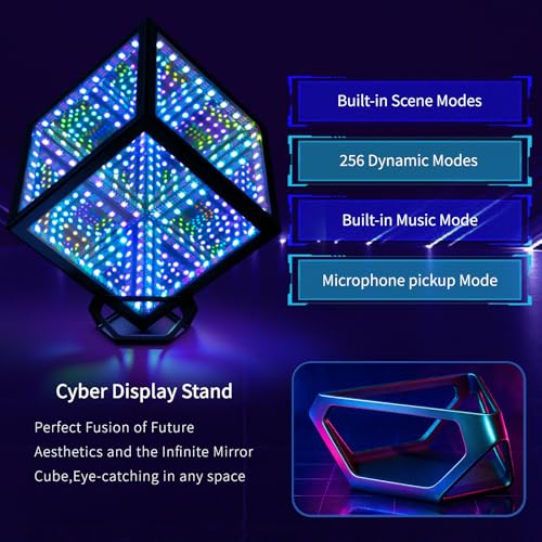 FKEIOI Hyper Infinity Cube Mirror Light, RGBW Gaming Room Decor Gift, 6.2in - image 5