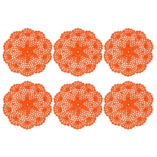 sourcing map 6 tapetes de ganchillo hechos a mano, manteles individuales redondos de tela de 7.8 pulgadas, posavasos de encaje para manualidades, uso diario, festivales, decoración del hogar, color