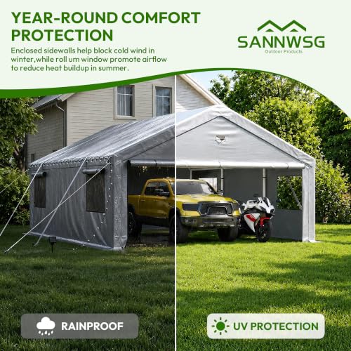 20X20 FT Portable Car Port with Side Walls