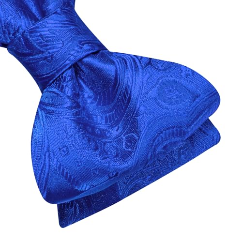 Image of Dubulle Self Tie Bow Ties and Lapel Pin for Men Paisley Solid Mens Bowtie and Handkerchief Cufflinks Set Wedding