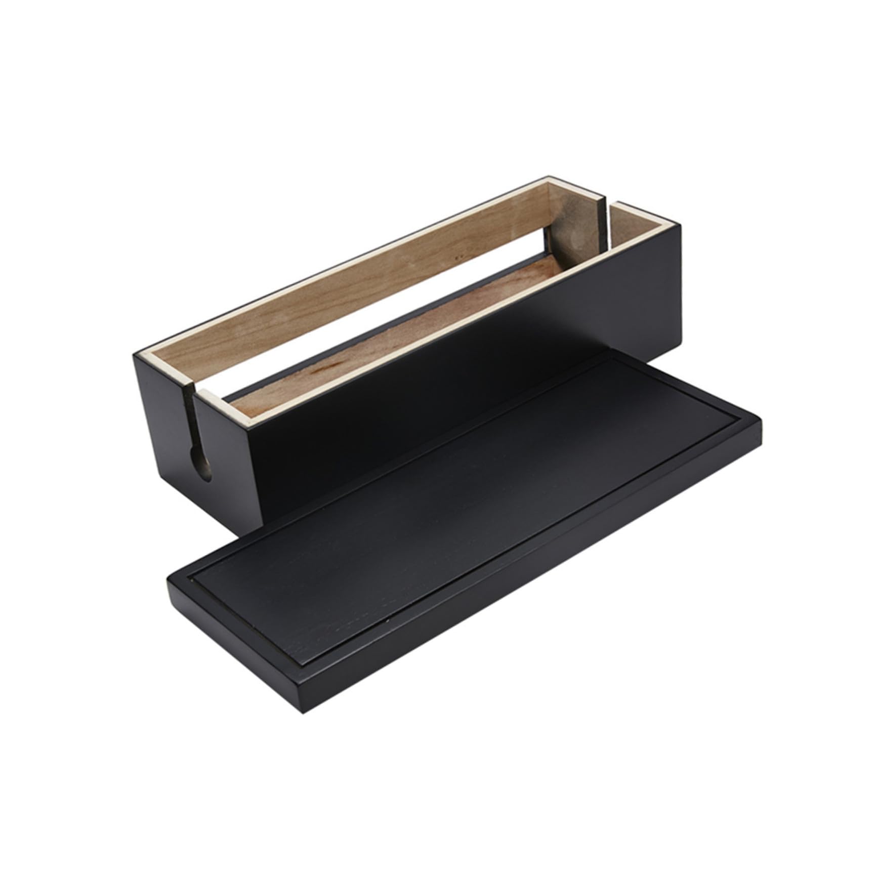 POPETPOP Caja de Gestión de Cables de Madera Negra Tapa Abierta para Almacenamiento Rápido y Organización en Enchufes, Adecuado para Ordena Cables Hogar y Oficina