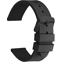 WOCCI 18mm Watch Bands - Premium Silicone Rubber Replacement Straps with Black Buckle Black