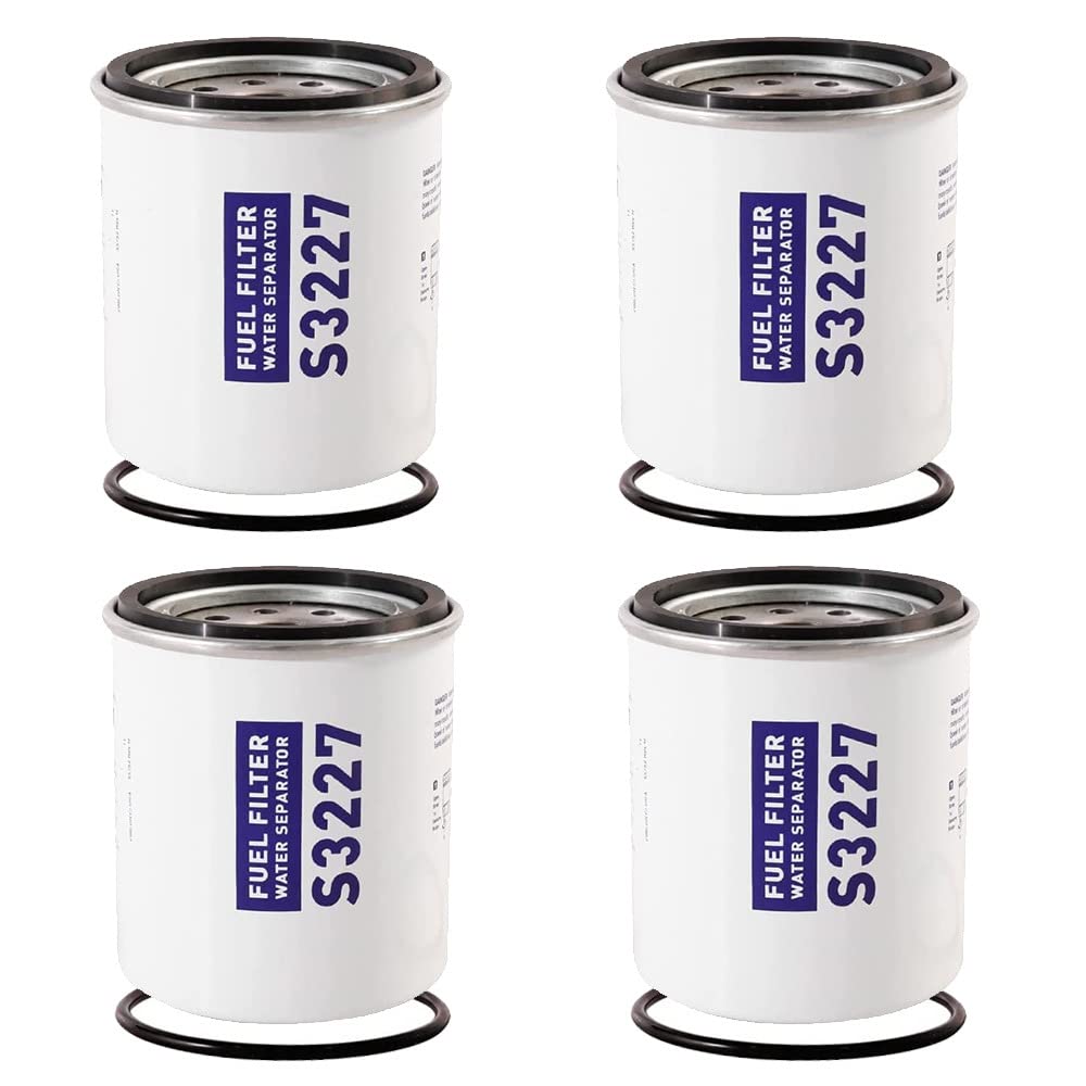 4PCS S3227 Fuel Filter Marine Fuel Water Separator Element Replacement for Marine Outboard Motor Mercury Replace# S3227 320R 490R-RAC-01 18-7948 9-37882 18-7922 18-7922-1
