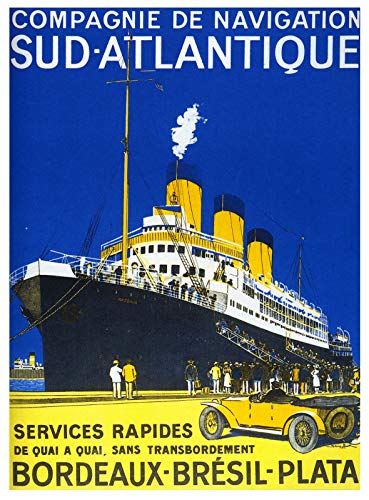Compagnie Navigation South Atlantic Poster Reproduction 50 x 70 cm 300 g Paper HD Digital File Sale Can Visit Us (Shop: Display.FR)
