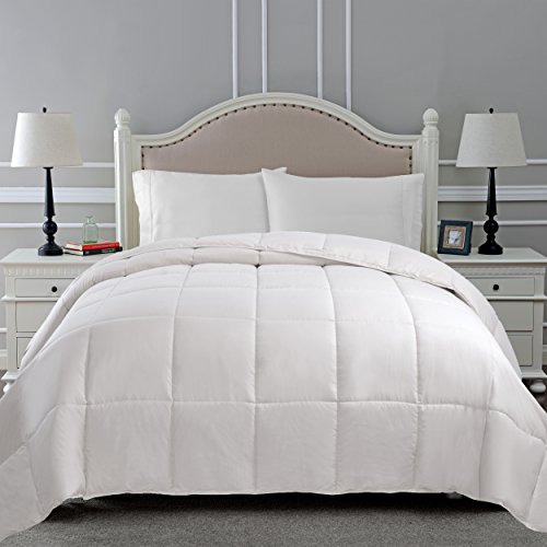 Superior Classic All-Season Down Alternative Comforter With Baffle Box Construction, Warm Filling - Twin Comforter, White #TOP5