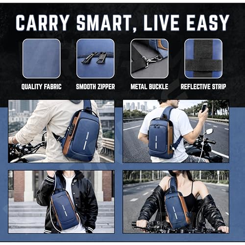 Image of Sling Side Bag For Men | Anti-Theft Smart Waterproof Crossbody Chest Bag for Travel | Messenger Bags Casual Shoulder Bag for Men and Women (ALLBLACK)