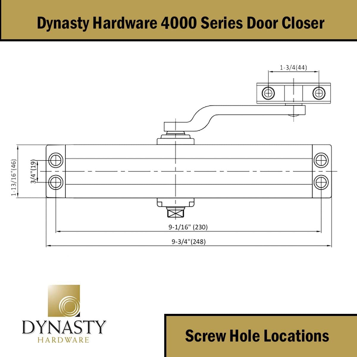 Dynasty Hardware 4000-DURO Samozamykacz do drzwi klasy komercyjnej, rozmiar 4, sprężyna, Duronotic/brązowy