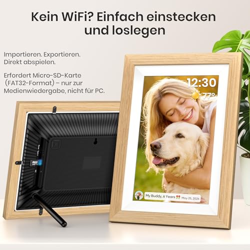 Frameo WLAN Digitaler Bilderrahmen 10,1 Zoll, HD 1280 * 800 IPS Touchscreen Elektronischer FotoRahmen mit 32GB Speicher, Auto Drehung… – Ansicht 6