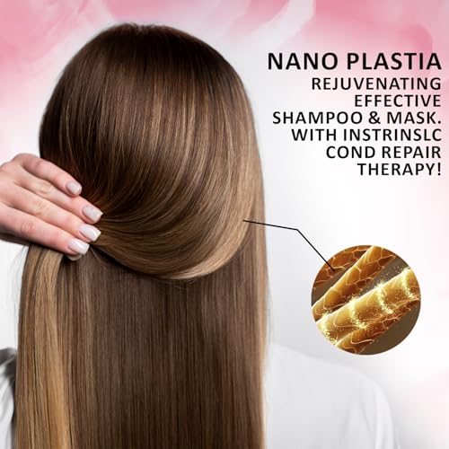 Image of Nano Plastia Shampoo & Mask Set, Sulfate Free Color Safe Duo for Nano Plastia Treated Hair, Advanced Repair, Frizz Control, Smoothness & Mirror Like Shine Post Treatment Care (300 ML Combo)