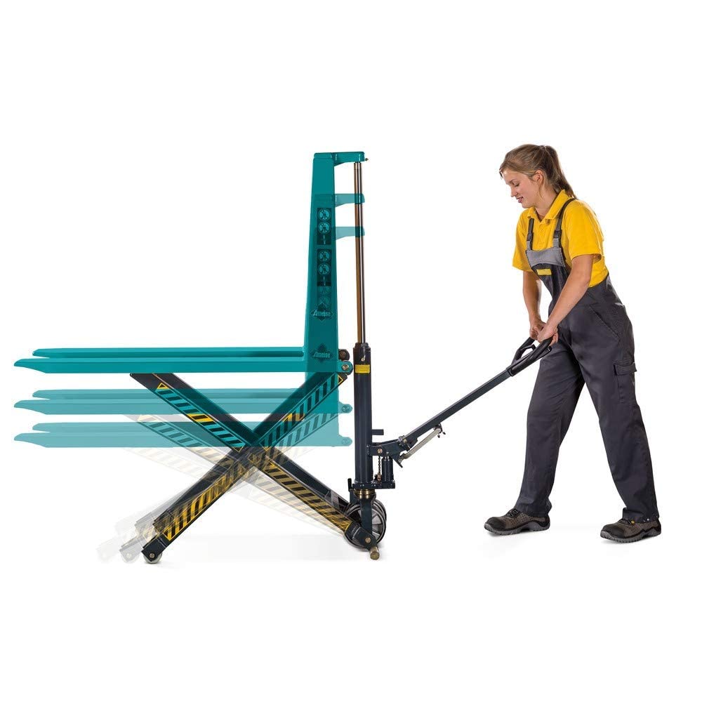 Ameise Scherenhubwagen PTM | 1.000 kg Tragkraft | 85-800 mm Hubbereich | 1.150 mm Gabellänge | Lenkrad aus robustem Polyurethan | Nylon Einfach-Gabelrollen | Hubtisch mit Schnellhub bis 200 kg