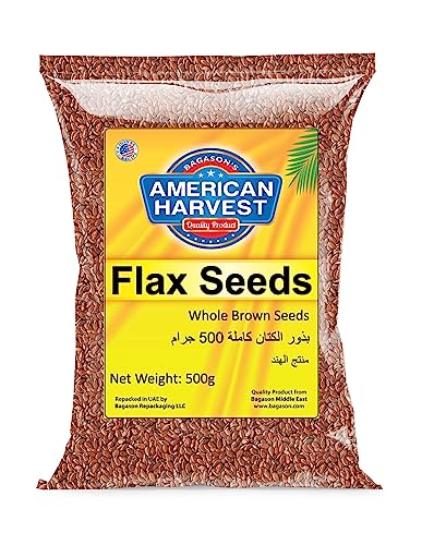 American Harvest Flax Seeds 500g | Wholegrain Natural Brown Flax Seeds | Gluten Free Superfood | High in Omega-3 & Fiber | Ideal for Smoothies Salads & Baking