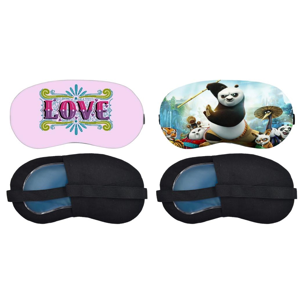 Aoxeria Decorative Love Typography, Kung Fu Panda Sleeping Mask Combo, Soft Comfortable Light-Blocking Eye Cover for Women, Men & Kids, Reusable Blindfold for Night Sleep, Nap, Travel (Pack of 2)-image-44