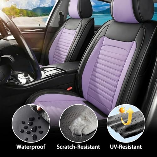 Image of Car Seat Covers Full Set Fit for Hyundai Venue 2019-2026 Faux Learher Waterproof Seat Covers 5 Seats Comfortable Breathable Anti-Slip Seat Protectors(BlackPurple,Full Set)