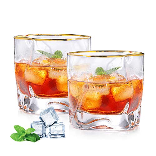 250ML Whiskey Glasses Set of 2 - ZDZDZ Stylish Gifts for Men/Scotch Lovers, Rock Glasses Drinking Glasses Set,Crystal Cocktail Glasses Barware for Whisky, Bourbon, Scotch, Water