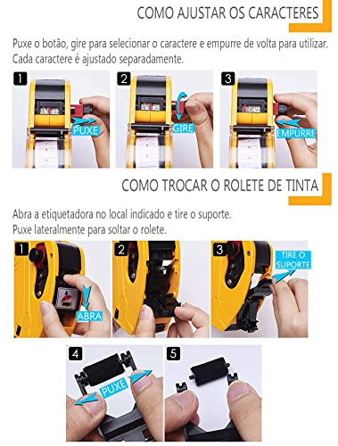 Etiquetadora Manual Mx5500 8 Dígitos Bobina Etiquetas e Tinteiro GT223 (Azul)