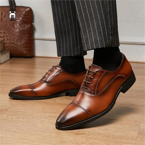 Men's Lace up Brogue Derby Shoes Genuine Leather Comfortable Non Slip Classic British Style Business Casual Dress Footwear2