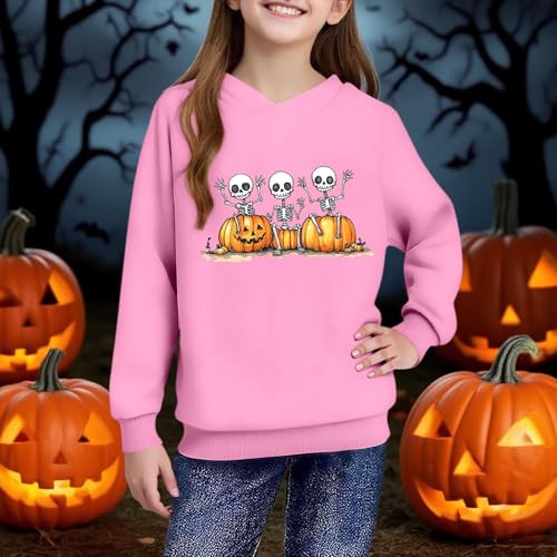 Girls Casual Hooded Sweatshirt Halloween Graphic Hoodies Long Sleeve Oversized Pullover Tops Trendy Fleece Clothes4