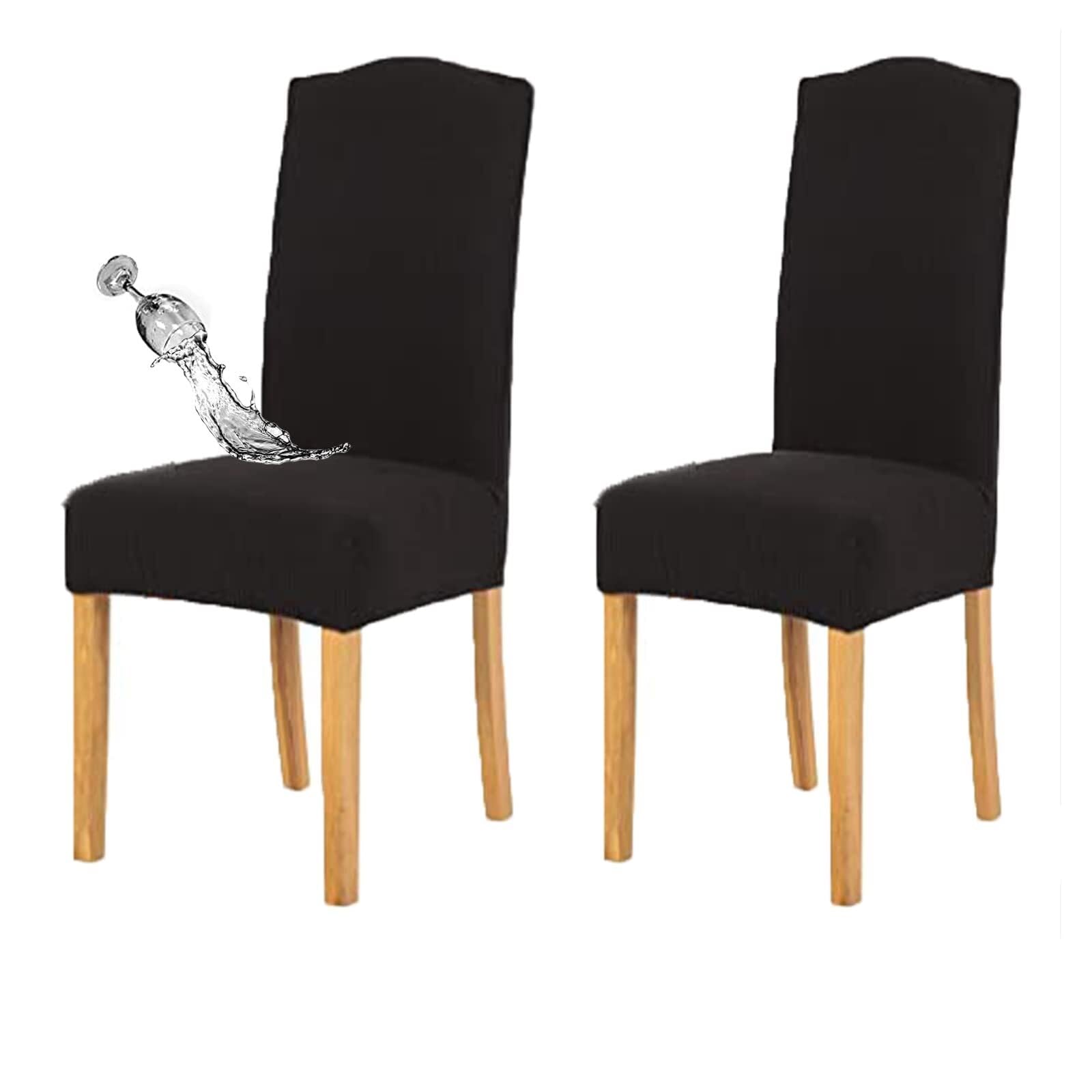 NMVAWIPT Waterproof Stretch Dining Chair Covers, Removable Washable Elastic Slipcovers With Adjustable Straps, For Hotel, Banquet(1#,2pcs)